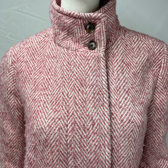 J. Crew Women’s 4 Pink Herringbone Tweed Chevron City Coat Jacket - Picture 7 of 13